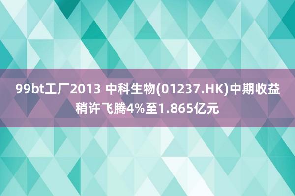 99bt工厂2013 中科生物(01237.HK)中期收益稍许飞腾4%至1.865亿元