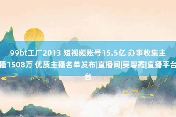 99bt工厂2013 短视频账号15.5亿 办事收集主播1508万 优质主播名单